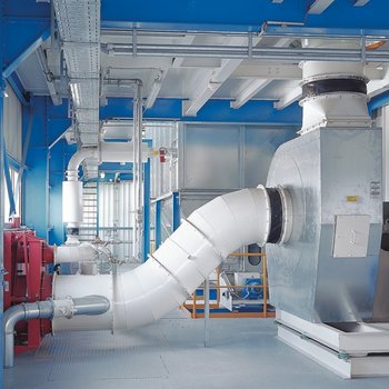 Förderventilator mit Brandschutzschieber