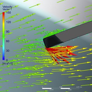Analysebild mit Strömungssimulation eines Ventilators