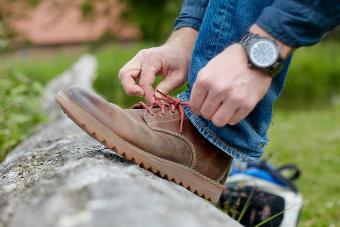 Nahaufnahme von einem Wanderschuh