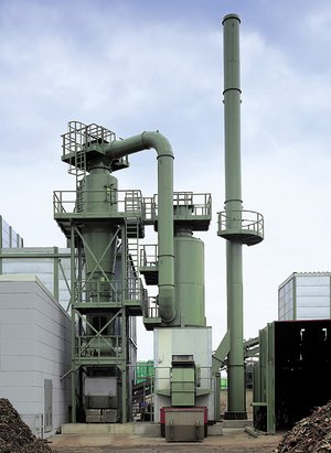 Nassentstaubung mit vorgeschaltetem Zyklon hinter Shredder 