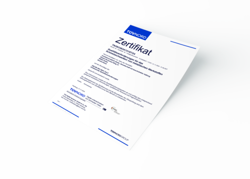 Zertifikat DIN EN ISO 3834 Teil 2 – Qualitätsanforderungen für das Schmelzschweißen von metallischen Werkstoffen