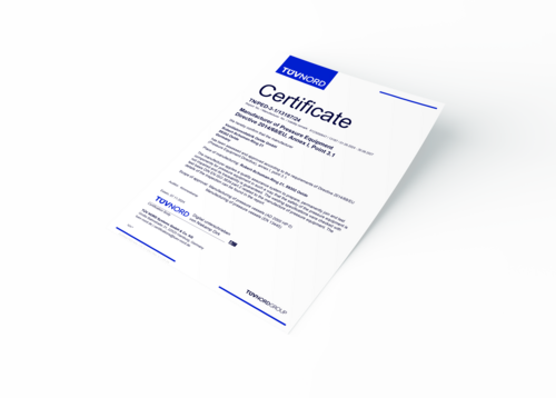 [Translate to Russisch:] Certificate Manufacturer of Pressure Equipment – Directive 2014/68/EU, Annex I, Point 3.1 